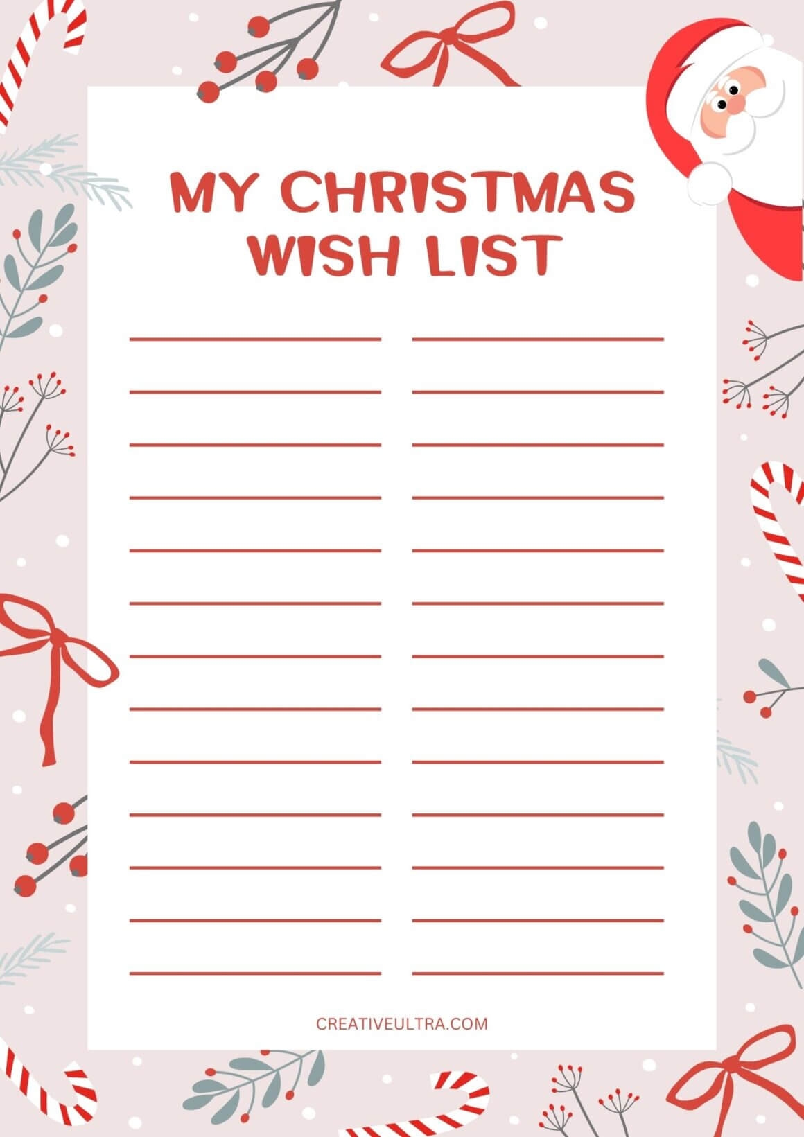 Christmas List Template Free Printable
