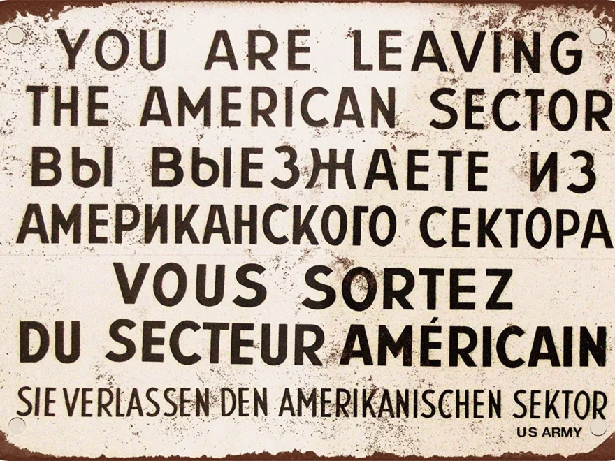 1962 Checkpoint Charlie Berlin Wall Vintage Look Reproduction Aluminum Sign UV Resistant Coating Sign53 Etsy