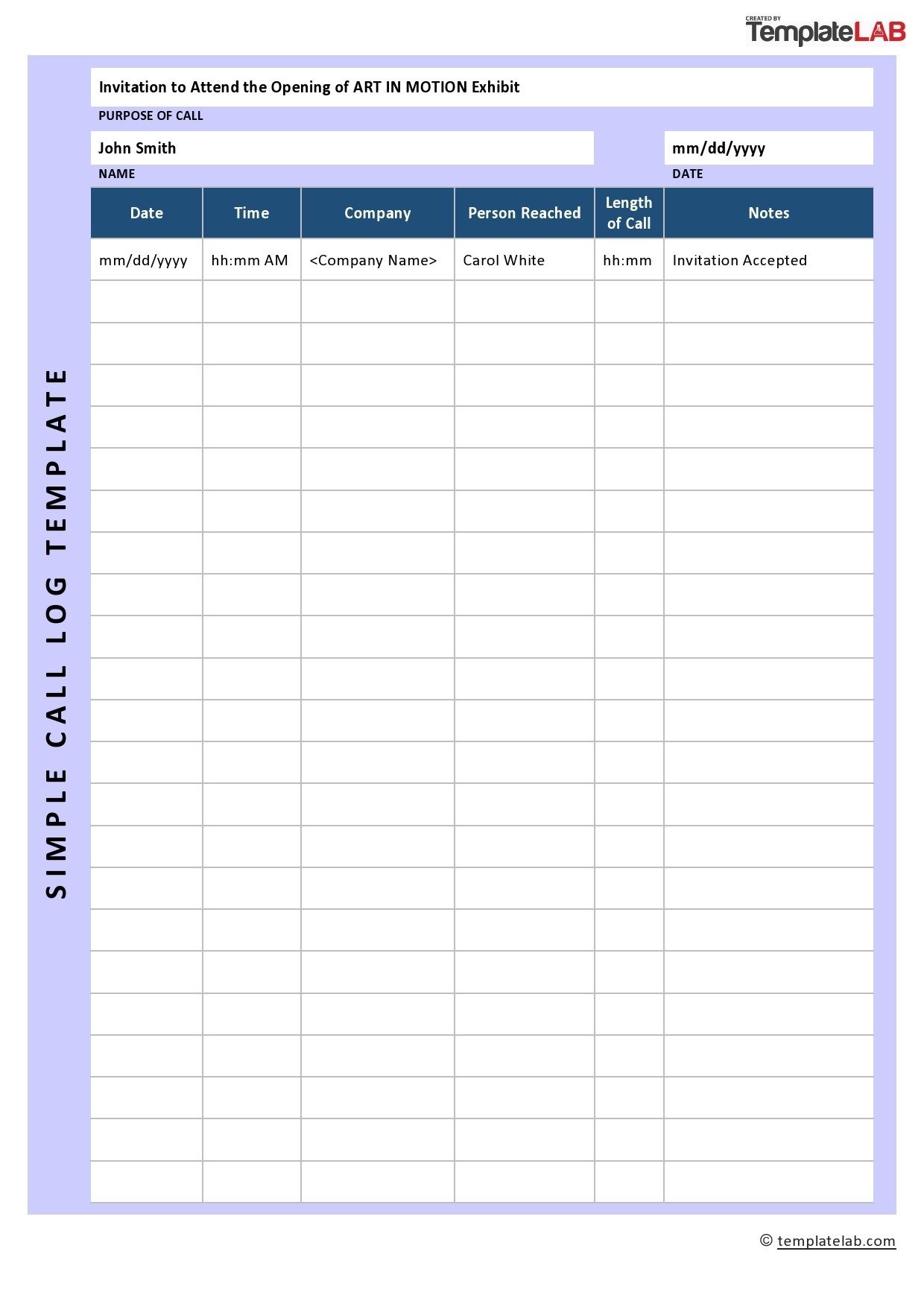 20 Printable Call Log Templates Word Excel PDF TemplateLab 20 Printable Call Log Templates Word Excel PDF TemplateLab