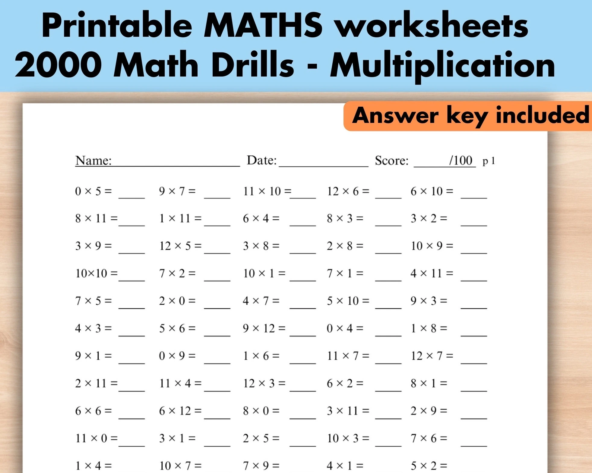 20 Printable Multiplication Worksheets Maths Drills Fill In The Blanks Single Digit Multiplication Numbers 1 12 Answers Included Etsy 20 Printable Multiplication Worksheets Maths Drills Fill In The Blanks Single Digit Multiplication Numbers 1 12 Answers Included Etsy