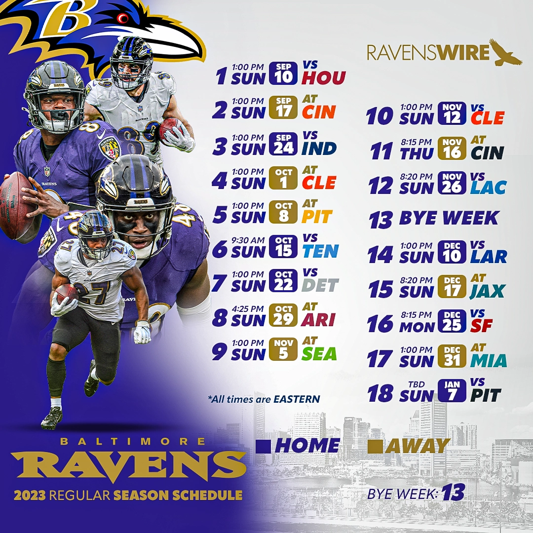 Ravens Schedule 2025-26 Printable