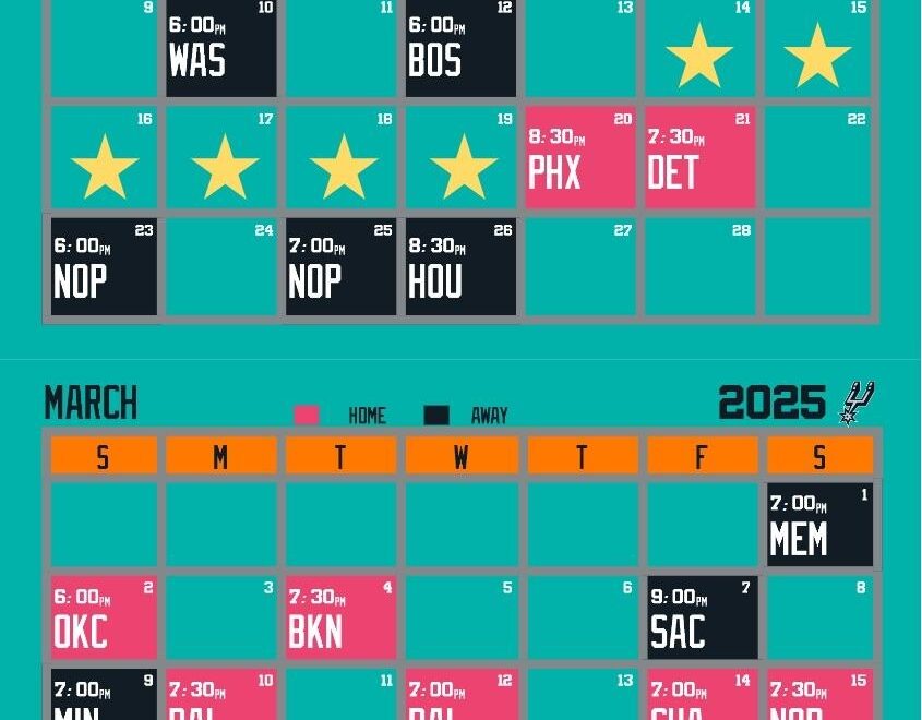 2024 2025 Printable Schedules R NBASpurs