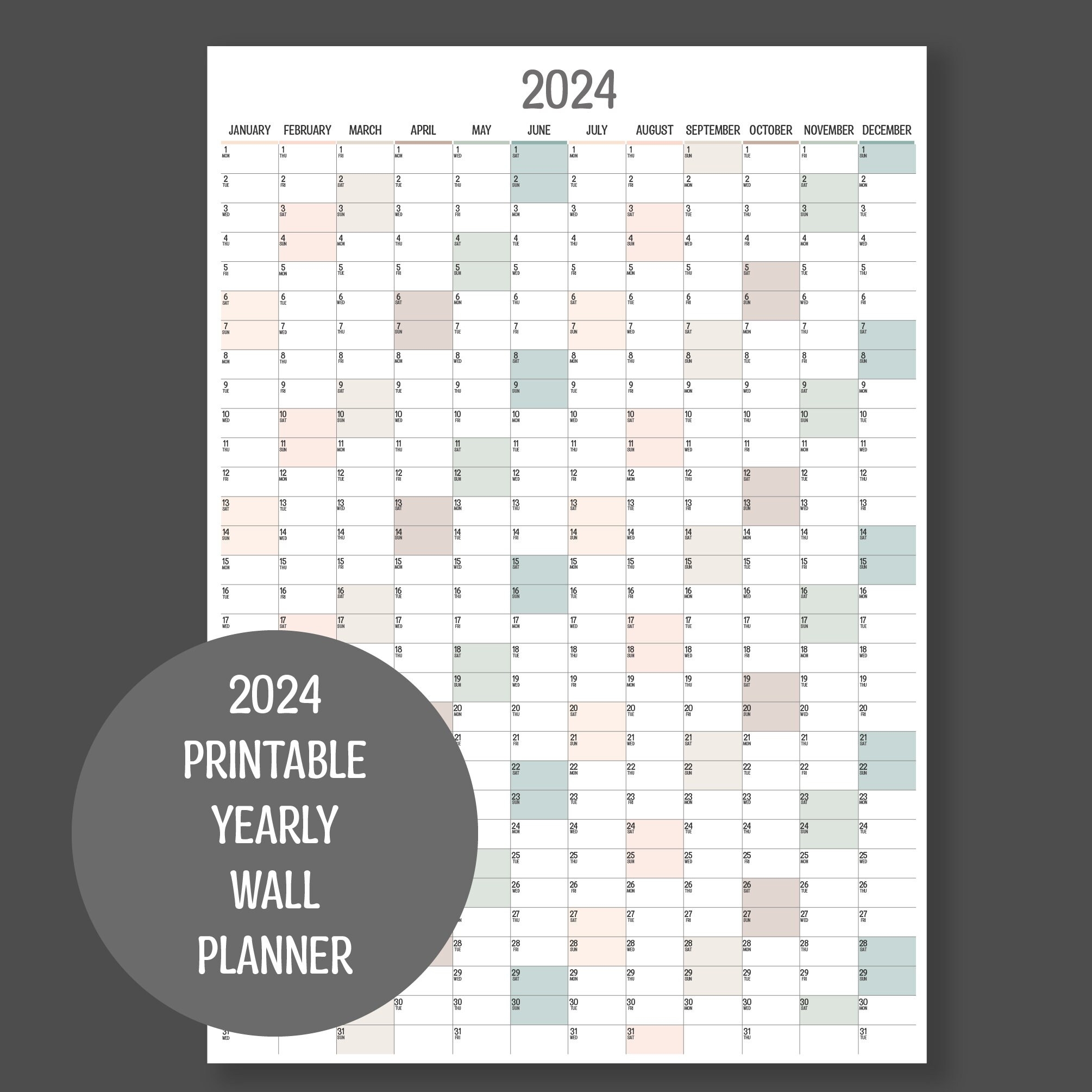 Wall Year Planner Printable