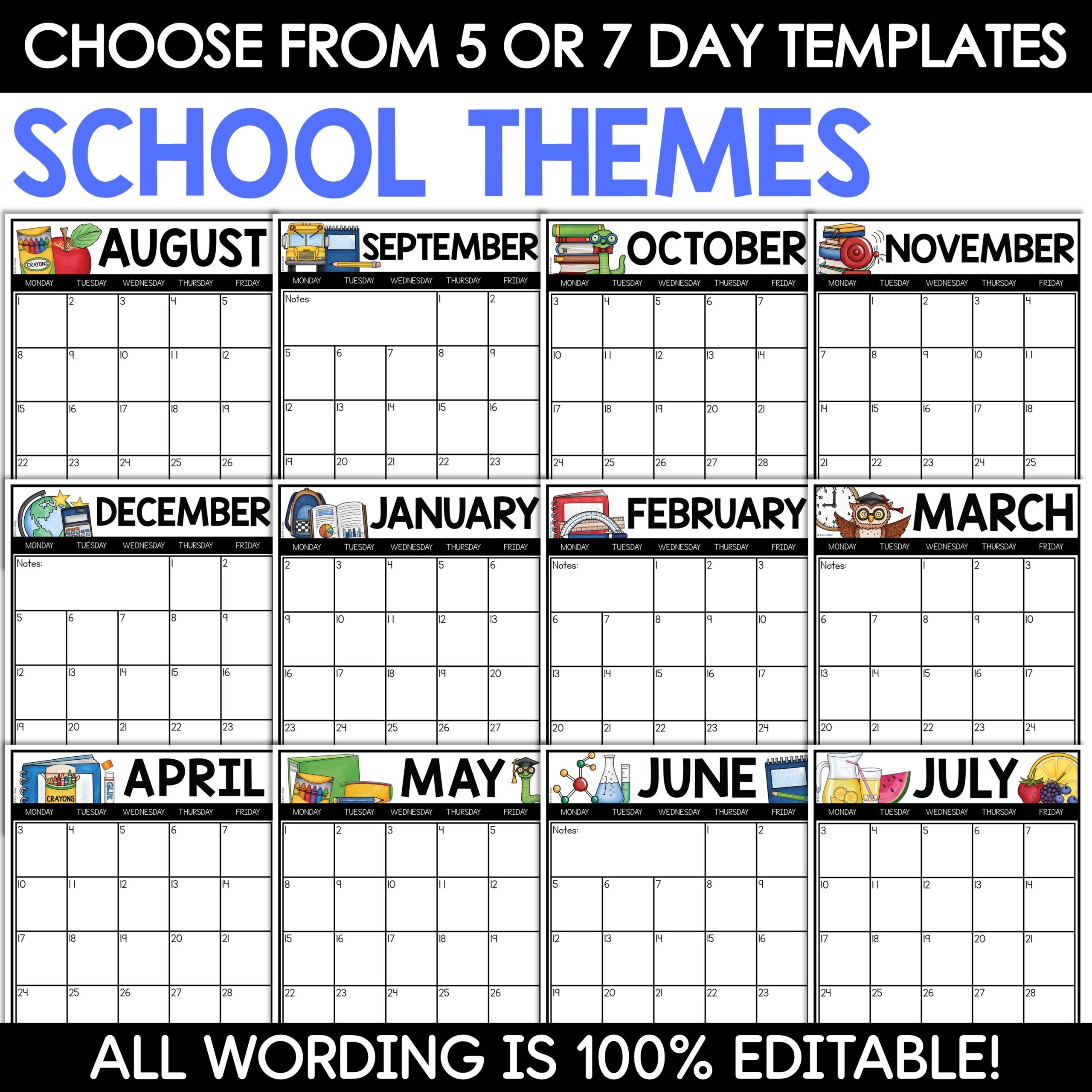 Printable Monthly Planner 2026 School Year