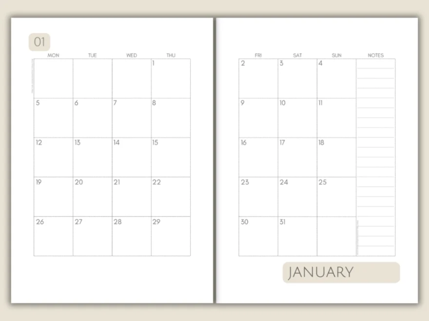 2025 2026 Two Page Calendar Monthly Spread Free Printable Printables And Inspirations