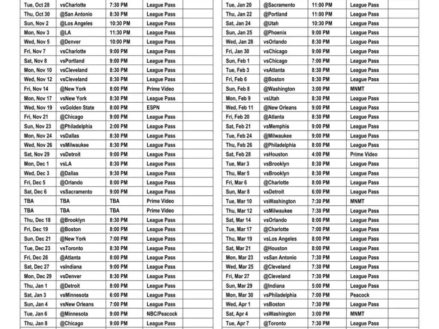 2025 26 Miami Heat Schedule Free Printable