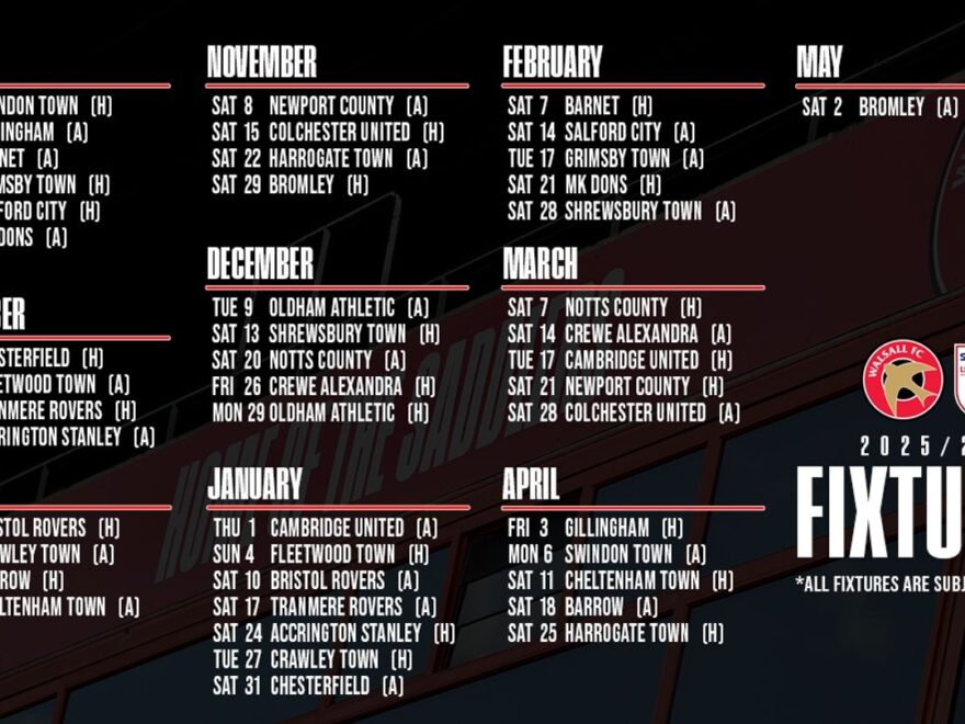 2025 26 Sky Bet League Two Fixtures Revealed Official Website Of Walsall Football Club