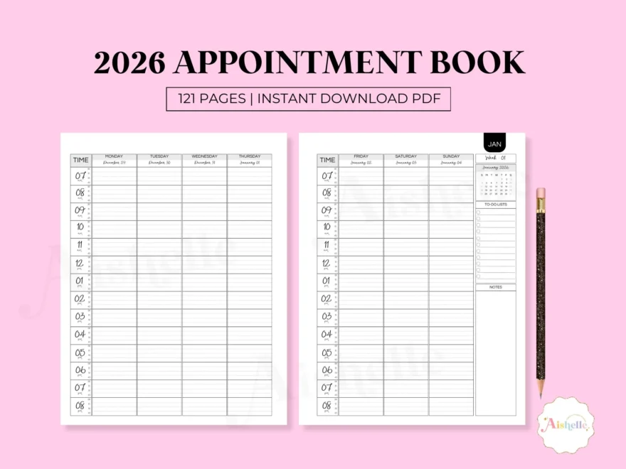 2026 Appointment Book Printable Appointment Planner With 15 Minute Increments PERSONAL USE Etsy