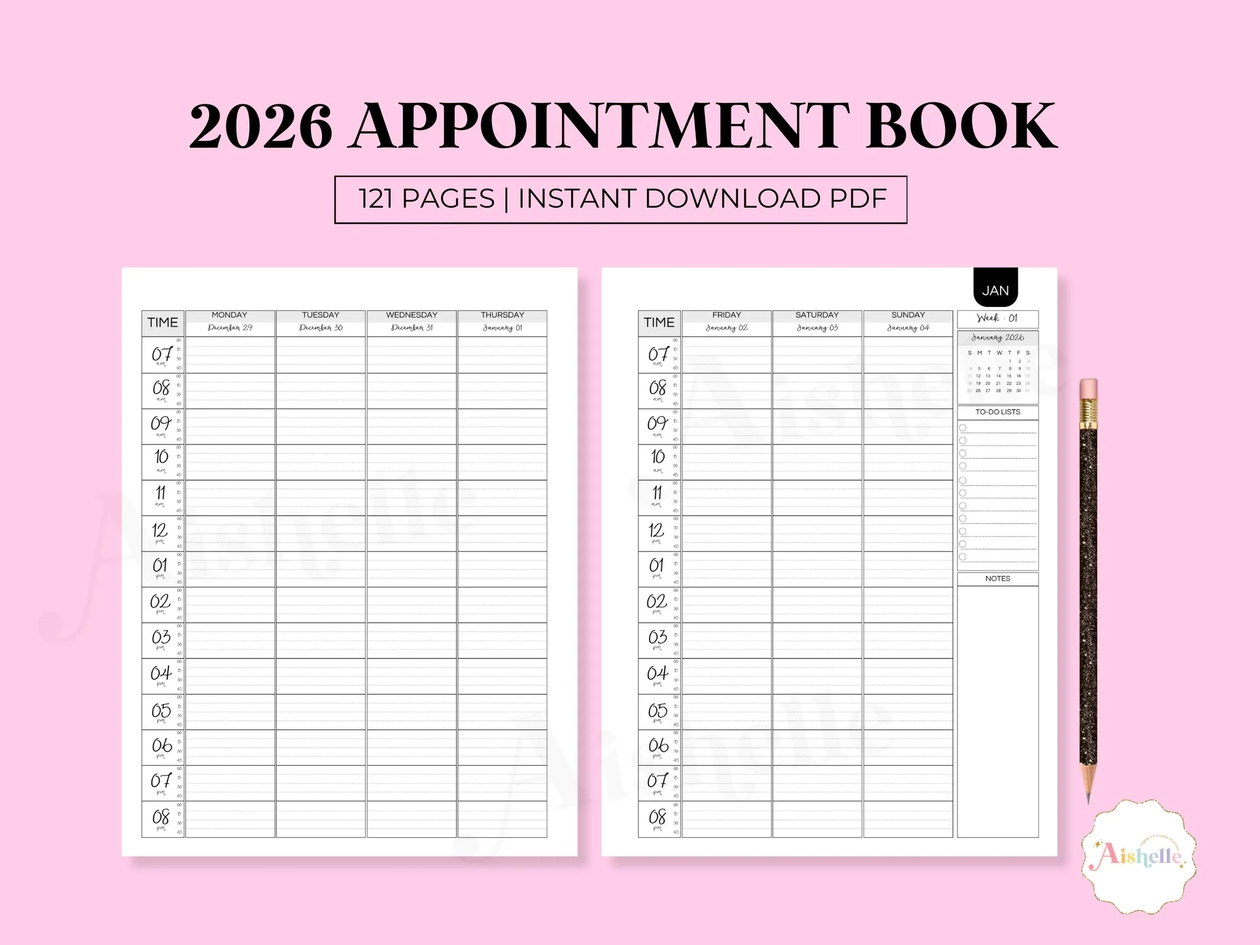 2026 Appointment Book Printable Appointment Planner With 15 Minute Increments PERSONAL USE Etsy