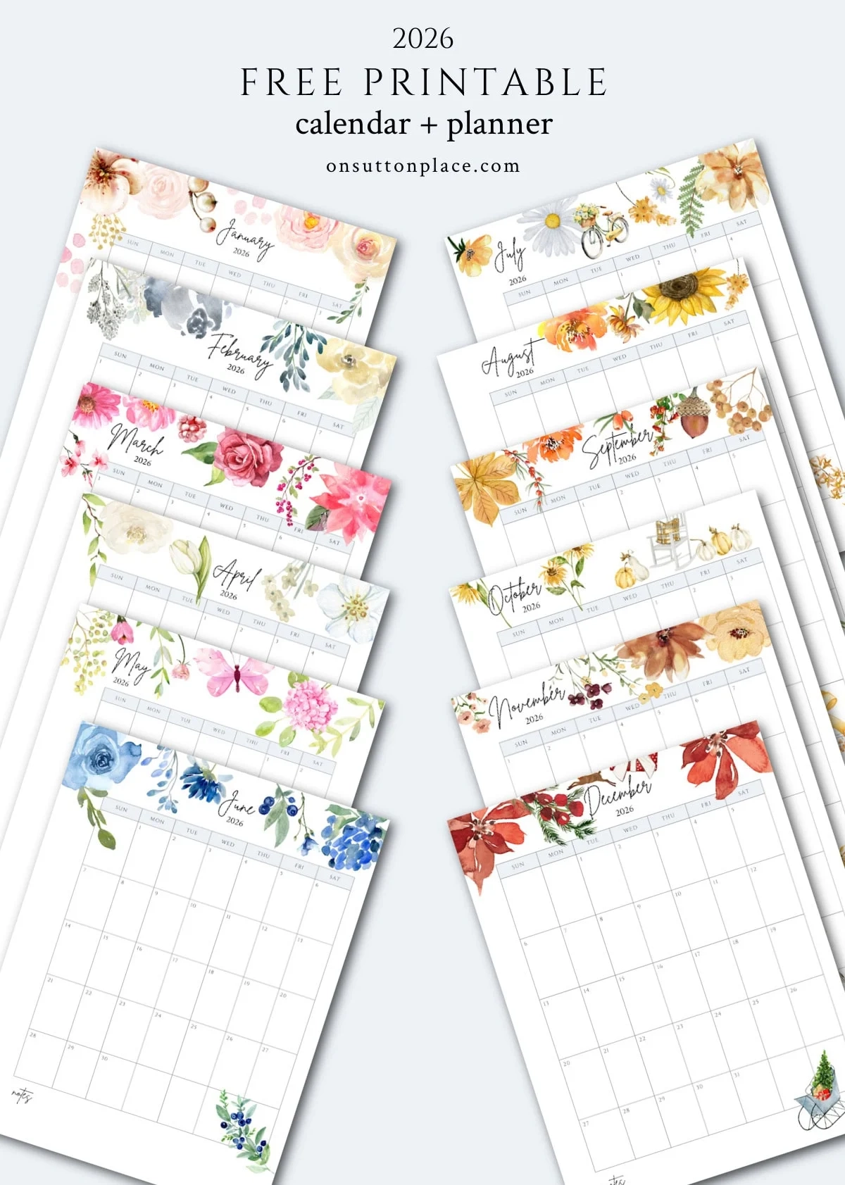 2026 Free Printable Calendar With Planner Pages On Sutton Place