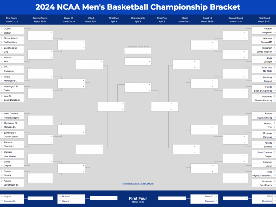 2026 March Madness Bracket Excel Google Sheets Template