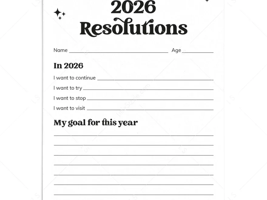 2026 New Year Resolutions Goal Setting List Printable LittleSizzle