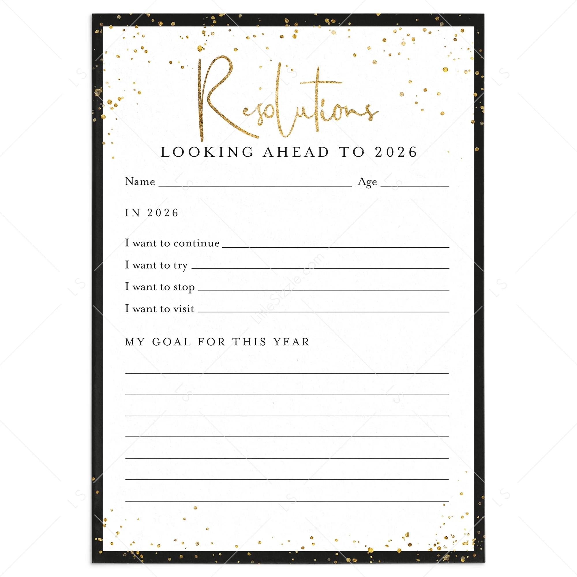 2026 New Year s Resolutions List Printable Instant Download LittleSizzle