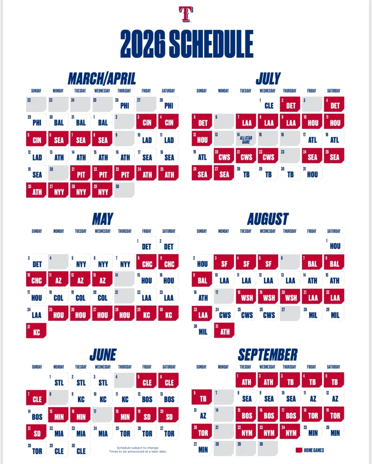 2026 Texas Rangers Schedule Released Lone Star Ball