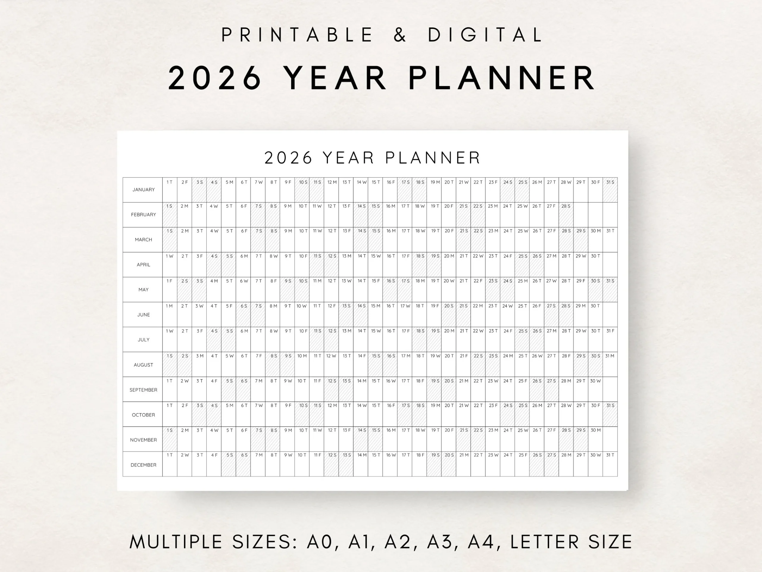 2026 Year Planner Printable Yearly Planning Calendar Calendar Poster Digital Calendar 2026 Calendar 2026 Planner Year At A Glance Etsy 2026 Year Planner Printable Yearly Planning Calendar Calendar Poster Digital Calendar 2026 Calendar 2026 Planner Year At A Glance Etsy