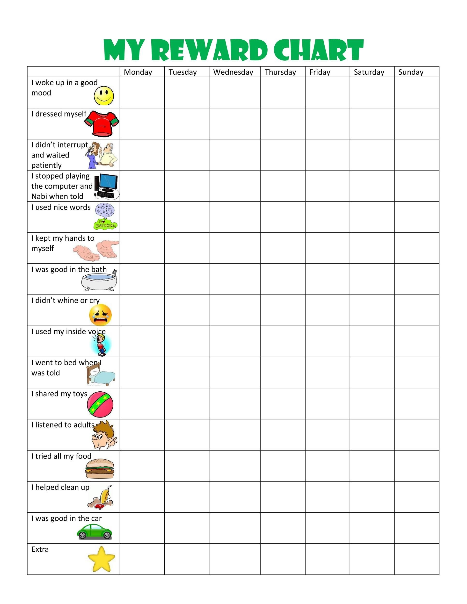 Boys Printable Reward Charts