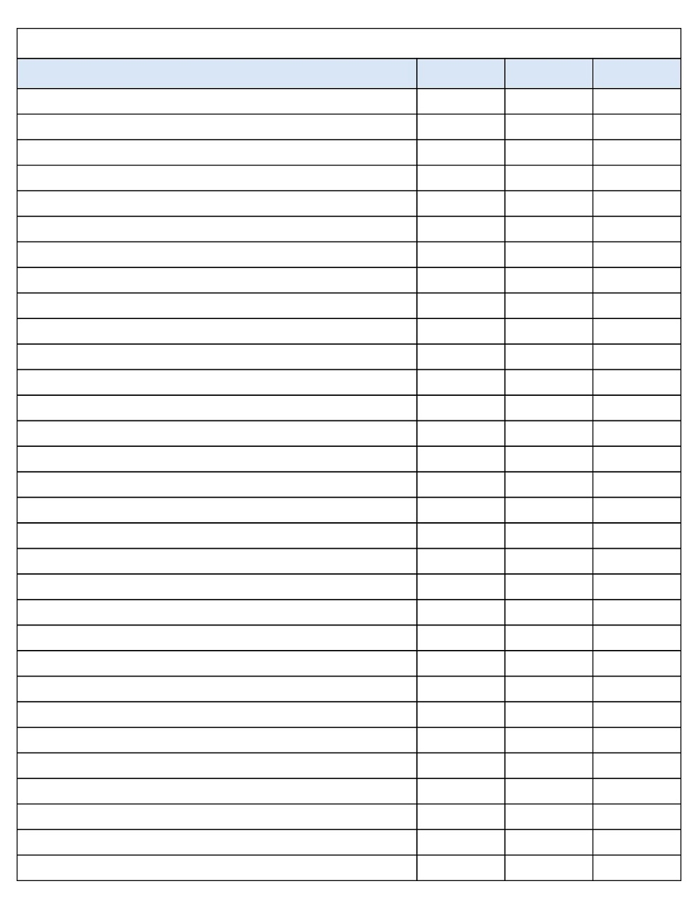 Printable 4 Column Charts