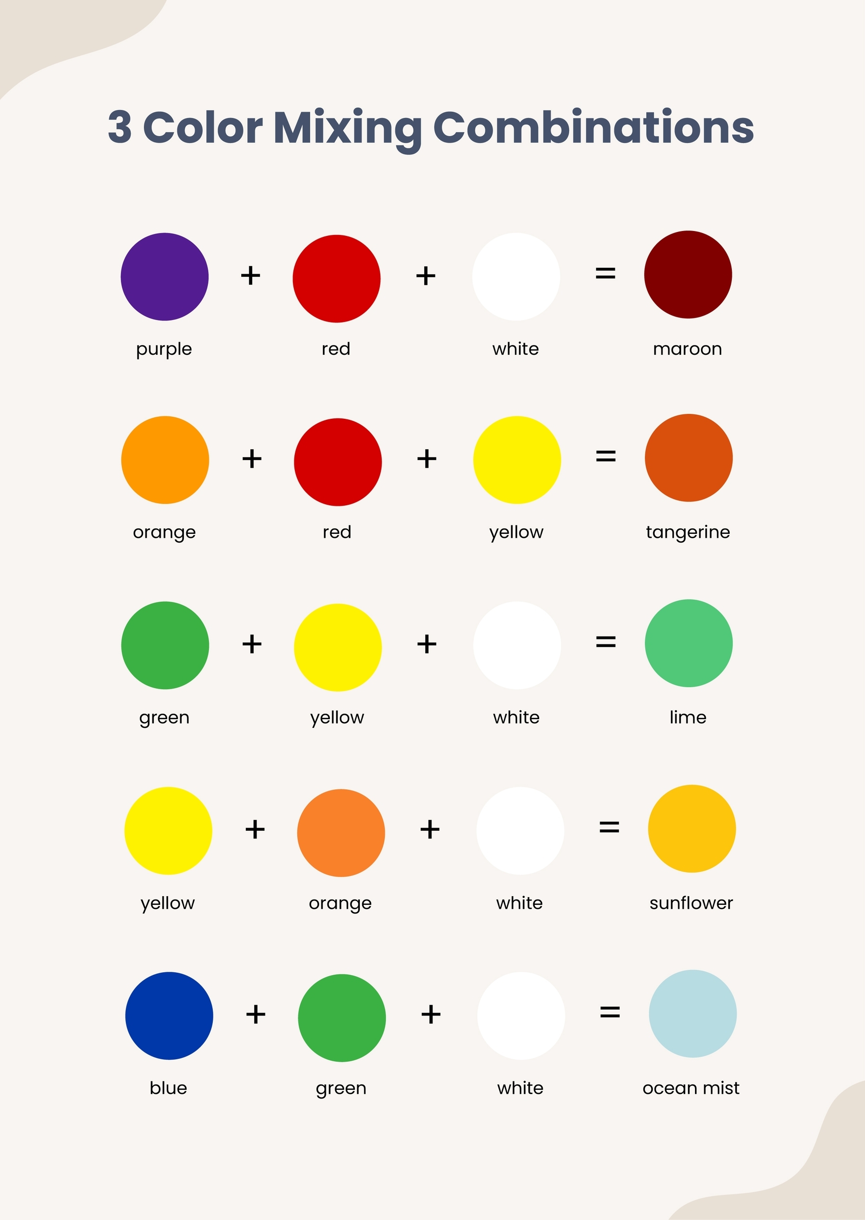 3 Color Mixing Combination Charts In Illustrator PDF Download Template 3 Color Mixing Combination Charts In Illustrator PDF Download Template