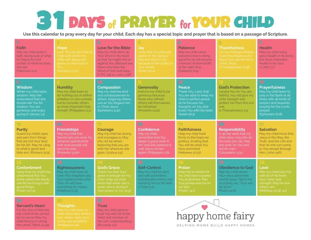 31 Days Of Prayer For Your Child FREE Printable Happy Home Fairy 31 Days Of Prayer For Your Child FREE Printable Happy Home Fairy