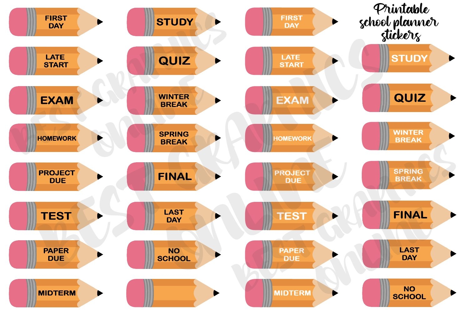 College Planner Sticker Printables