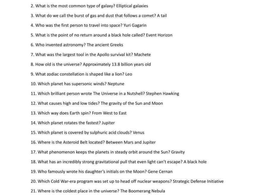 33 Space Astronomy Trivia Questions Answers Easy To Hard Mantelligence