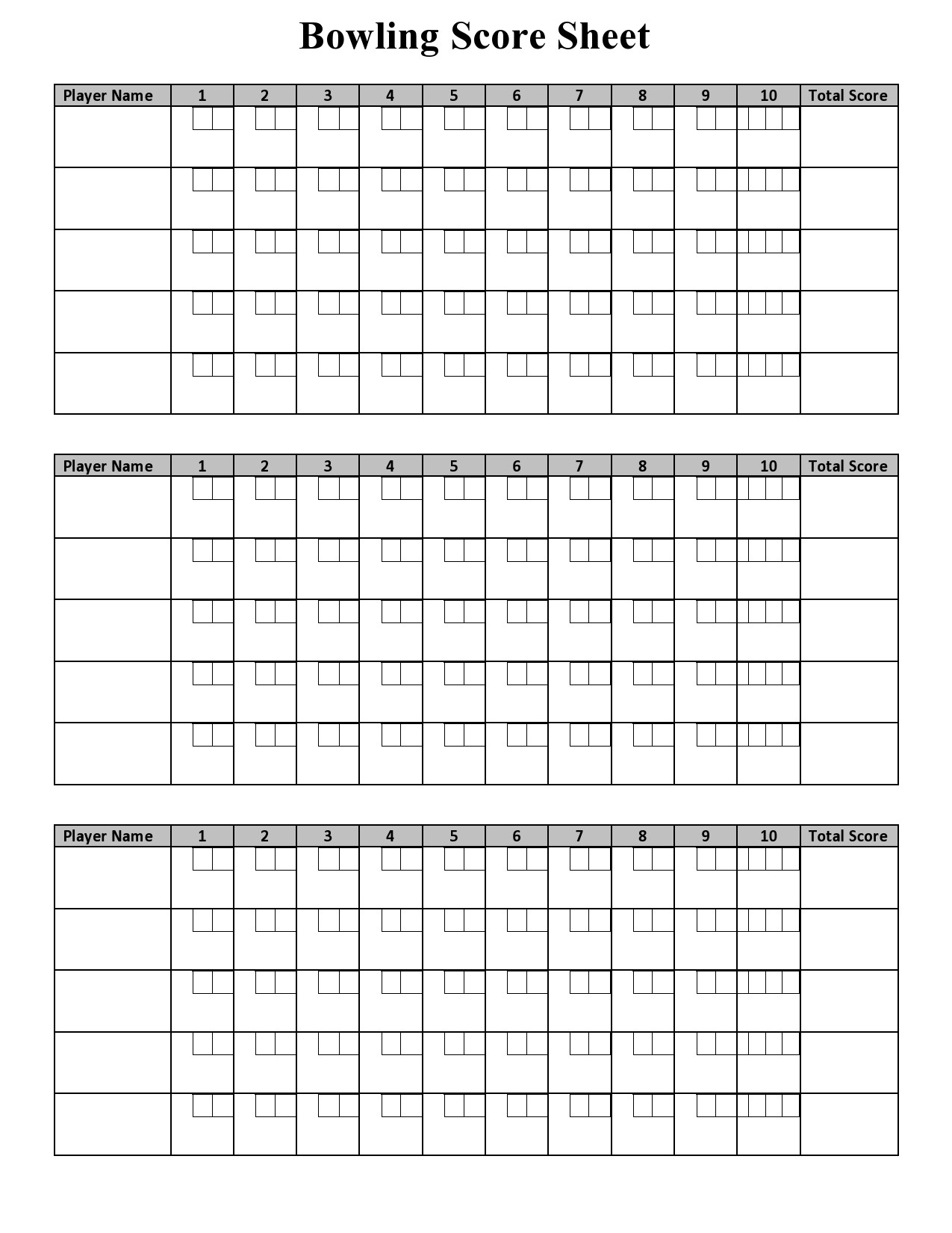 36 Printable Bowling Score Sheet Templates Examples  36 Printable Bowling Score Sheet Templates Examples