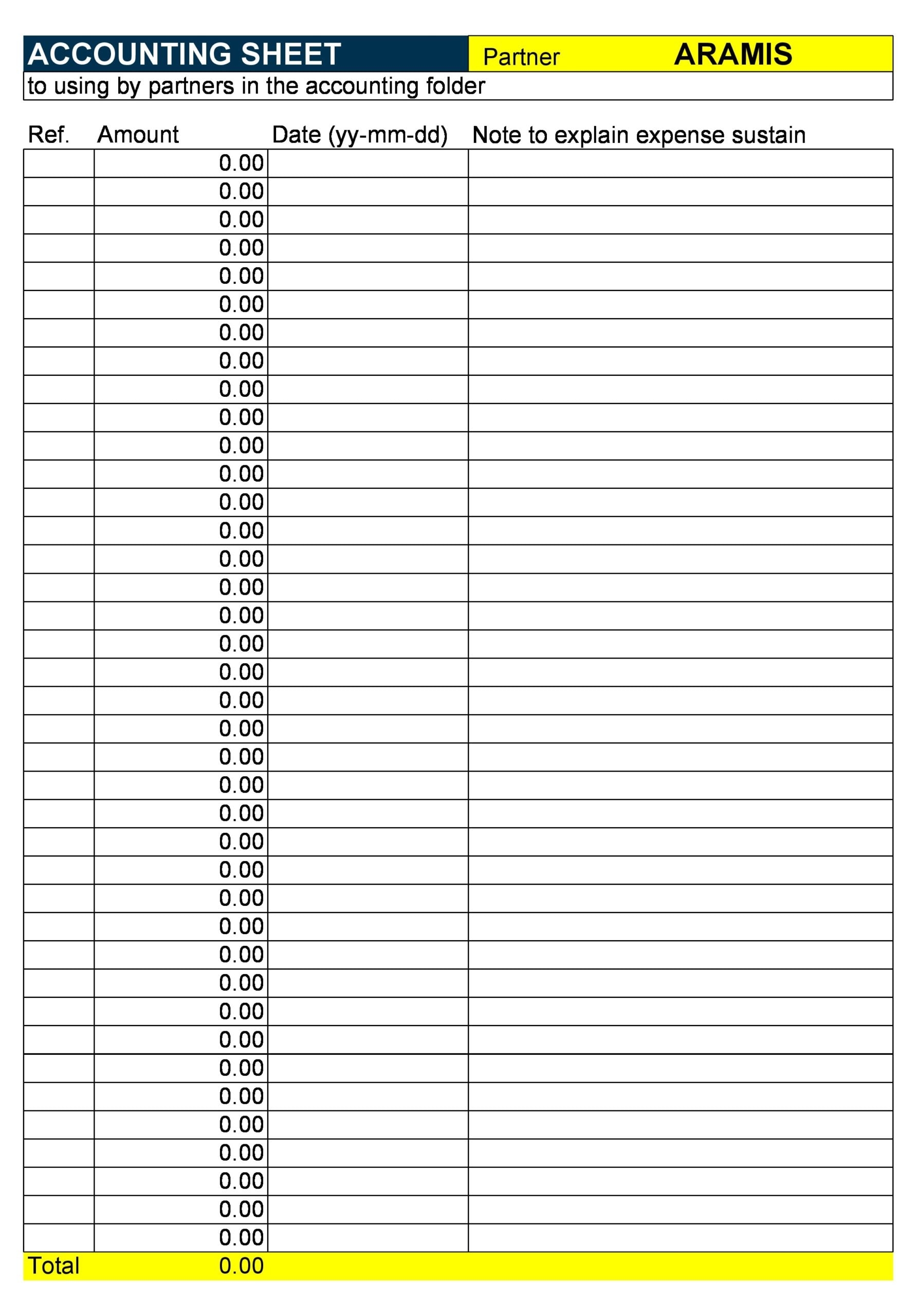 Free Printable Accounring Sheet