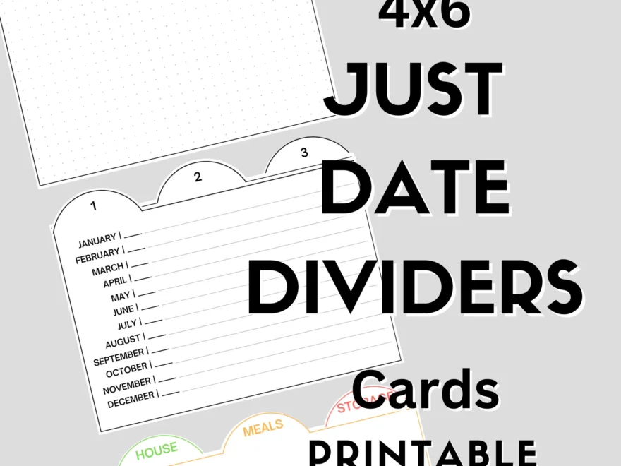 4x6 Just Date Dividers Index Card Dividers Printable For Planning Etsy