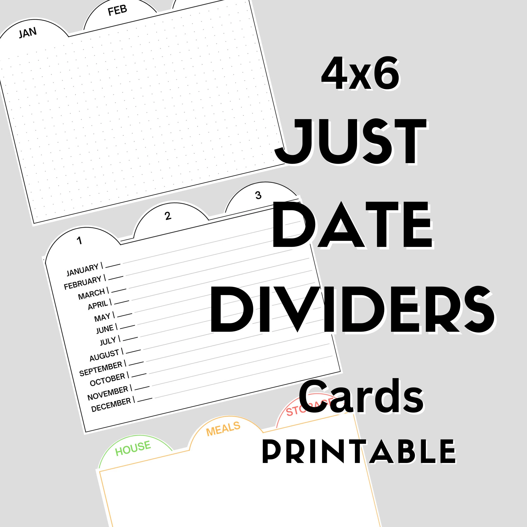 4x6 Just Date Dividers Index Card Dividers Printable For Planning Etsy 4x6 Just Date Dividers Index Card Dividers Printable For Planning Etsy