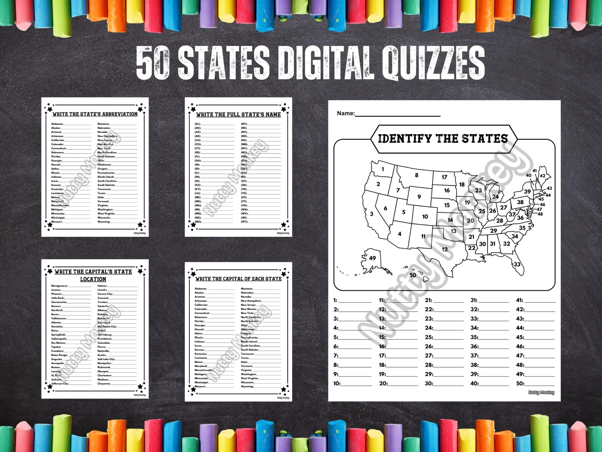 50 State Quiz Printable 50 State Quiz Printable