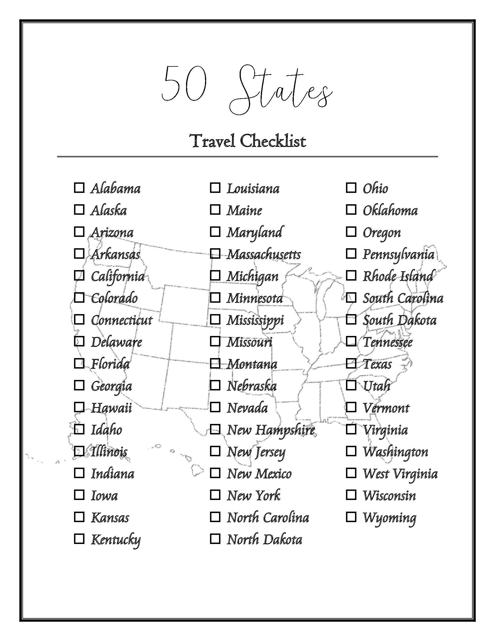 50 US States Checklist Worksheets Library 50 US States Checklist Worksheets Library