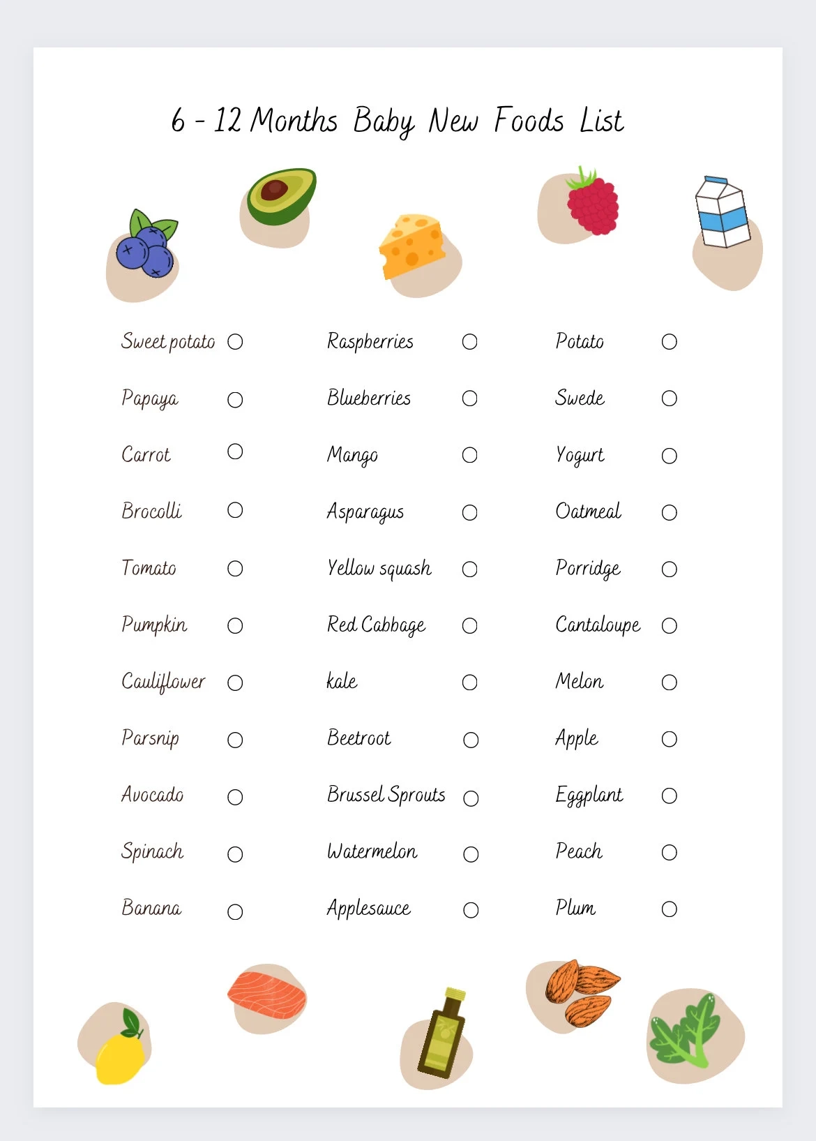 Printable Homemade Baby Food Guide