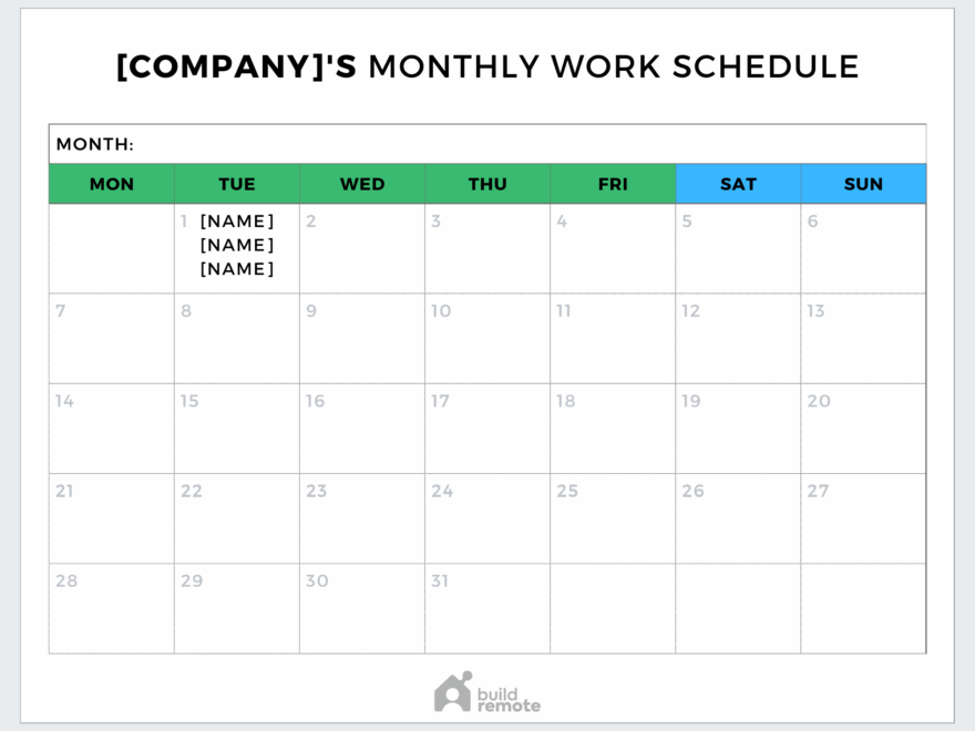 6 Free Monthly Work Schedule Templates Buildremote