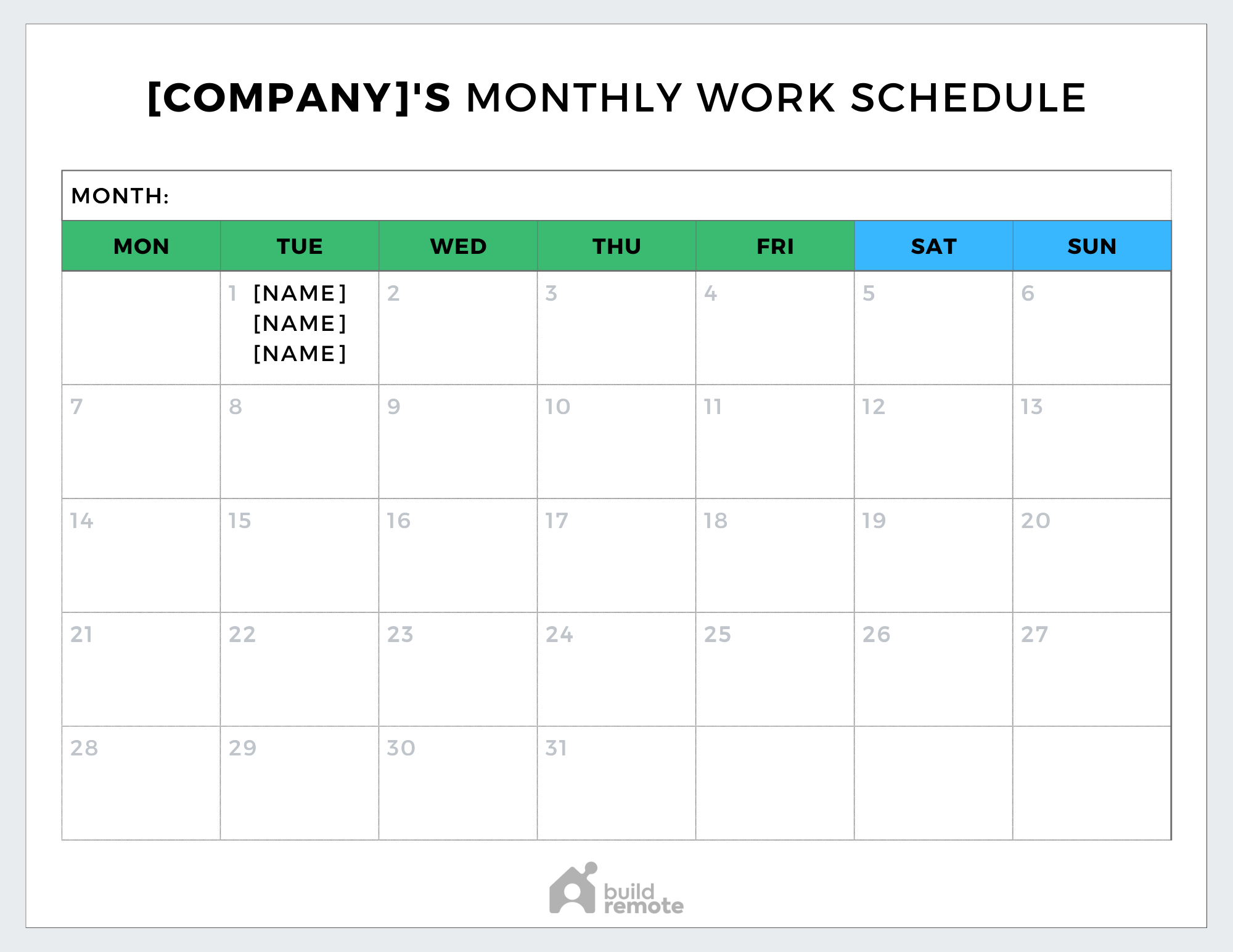 6 Free Monthly Work Schedule Templates Buildremote 6 Free Monthly Work Schedule Templates Buildremote
