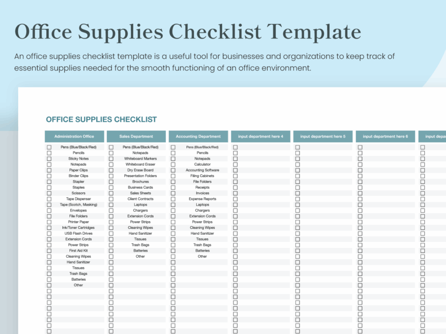 7 Office Supply Checklist Templates In PDF Word