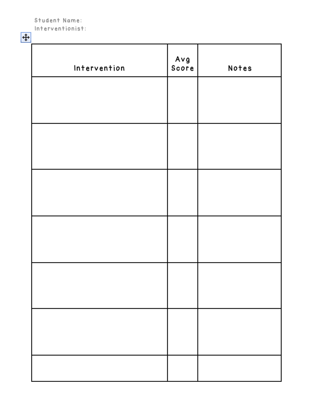 8 Week Intervention Data Collection Template Editable FREE 8 Week Intervention Data Collection Template Editable FREE