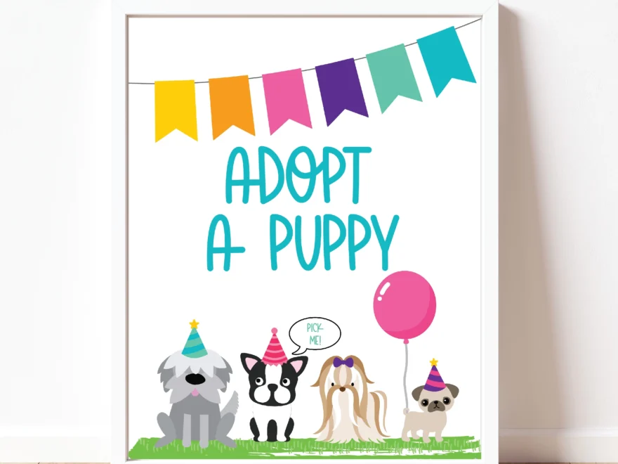 Adopt A Puppy Sign Puppy Party Instant Download Partyinapinch