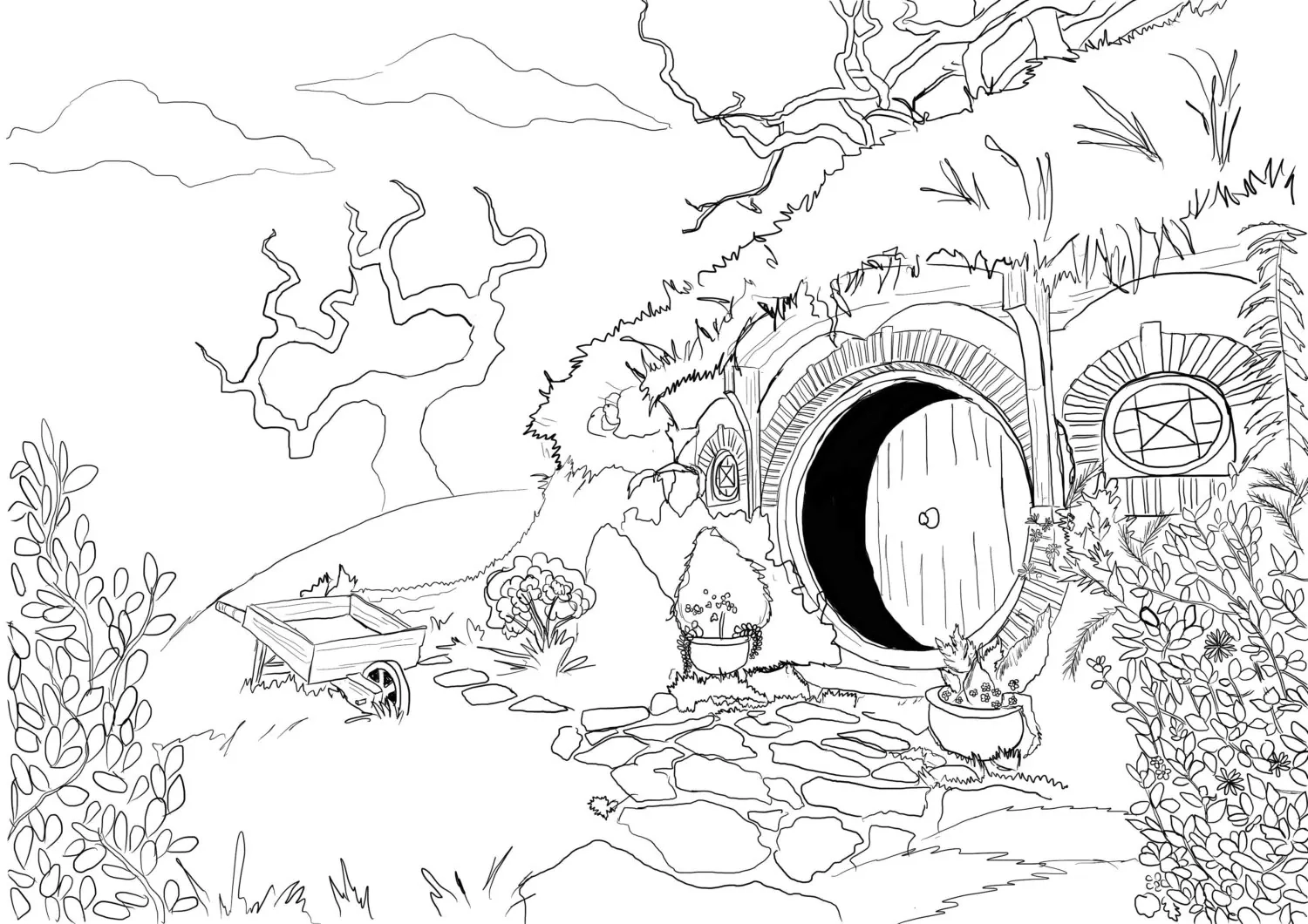 Adult Coloring Page Hobbit House From Lord Of The Rings Etsy Adult Coloring Page Hobbit House From Lord Of The Rings Etsy