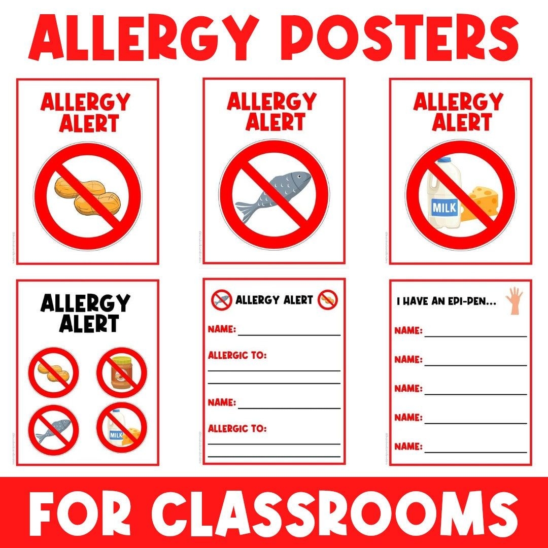 Allergy Alert Classroom Poster Signs Decor Visual Printable Signs Worksheets Library Allergy Alert Classroom Poster Signs Decor Visual Printable Signs Worksheets Library