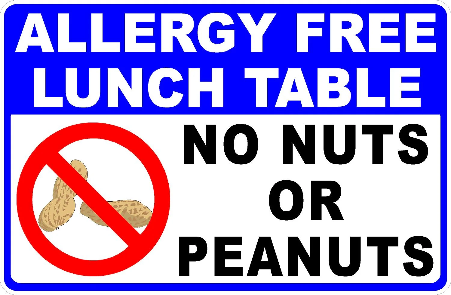 Peanut Free Table Printable Signs
