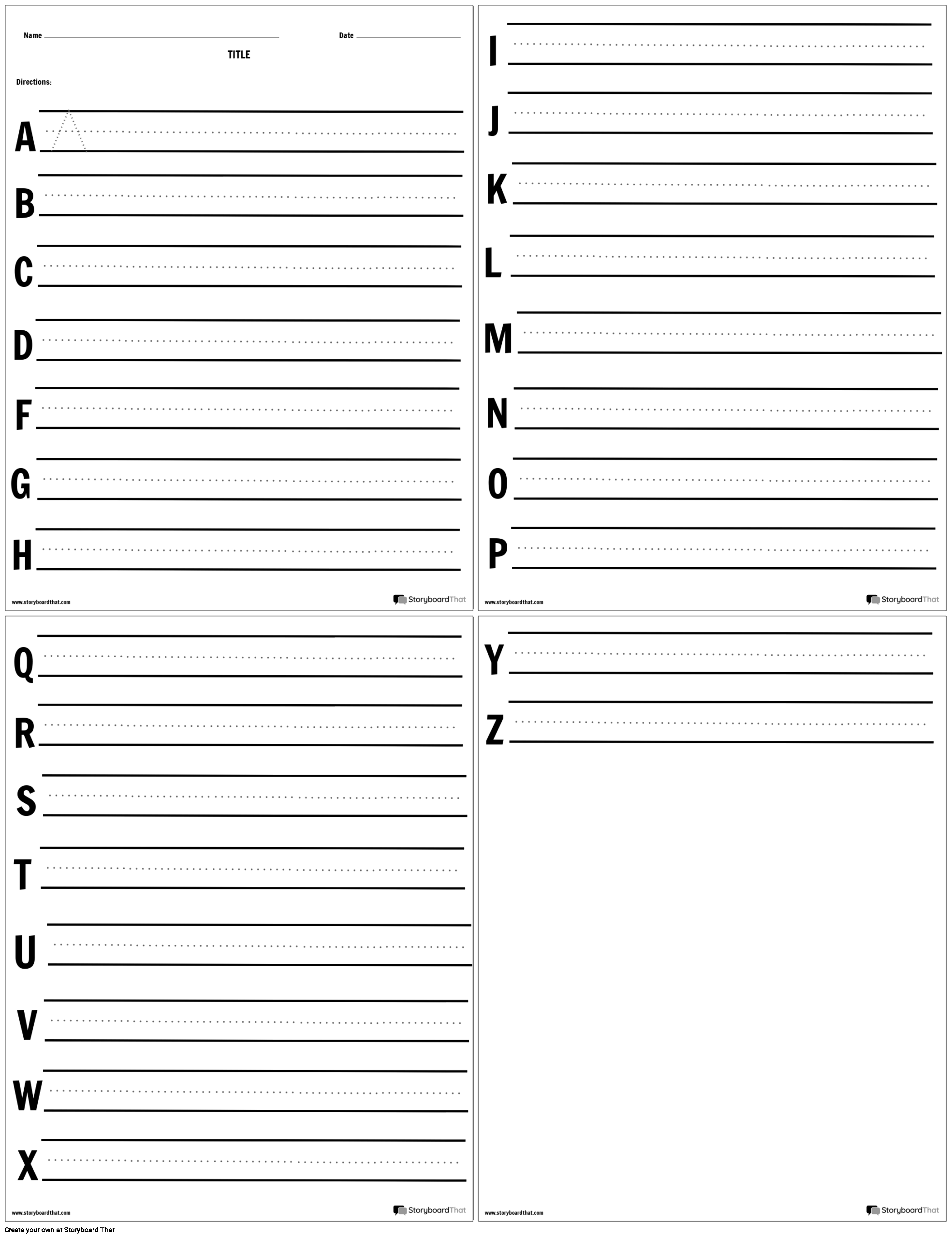 Alphabets Tracing Handwriting Practice Worksheet