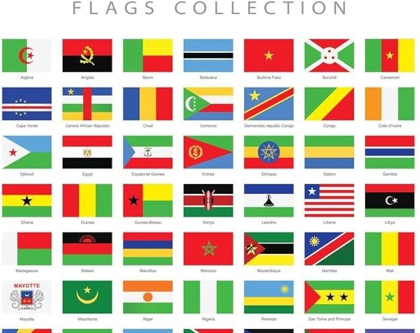 Amazon Africa Flags African Countries Country World Collection Educational Classroom Teacher Learning Homeschool Chart Display Supplies Teaching Aide Cool Wall Art Print Poster 24x36 Office Products