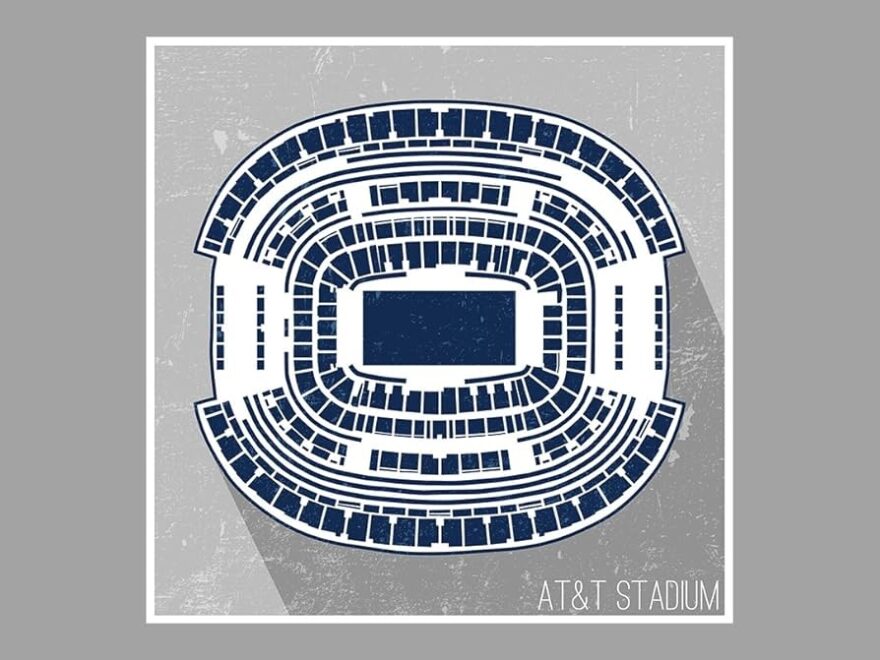 Amazon Artsy Canvas AT T Stadium Football Seating Map 12x12 Matte Poster Print Wall Art Sports Outdoors