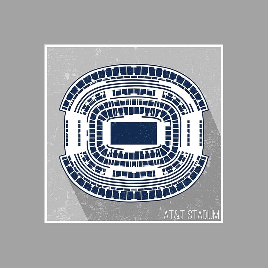 Amazon Artsy Canvas AT T Stadium Football Seating Map 12x12 Matte Poster Print Wall Art Sports Outdoors