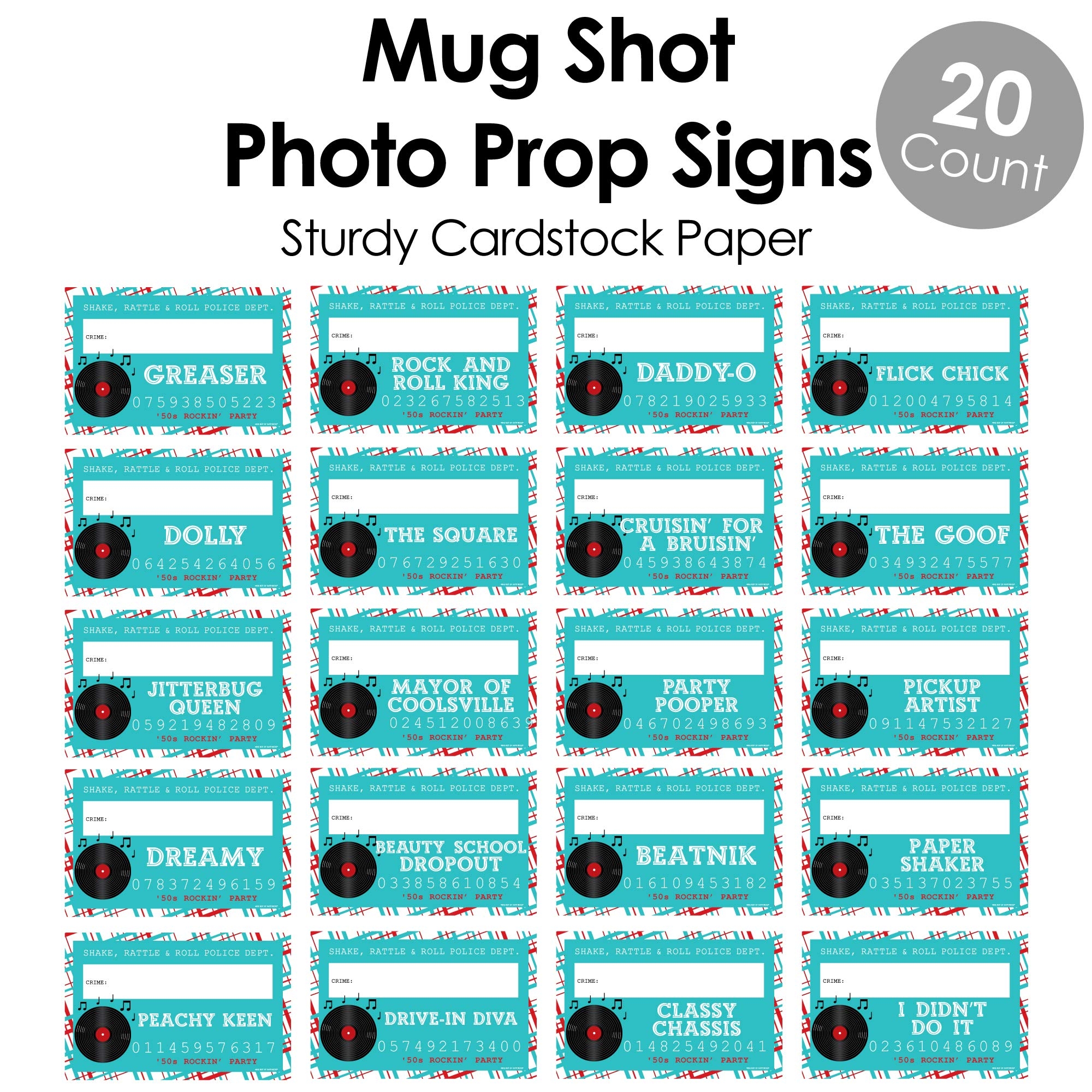 Amazon Big Dot Of Happiness 50 s Sock Hop Party Mug Shots Photo Booth Props 1950s Rock N Roll Party Mugshot Signs 20 Count Home Kitchen Amazon Big Dot Of Happiness 50 s Sock Hop Party Mug Shots Photo Booth Props 1950s Rock N Roll Party Mugshot Signs 20 Count Home Kitchen