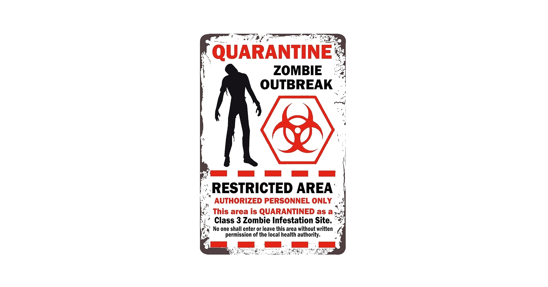 Amazon Flytime Warning Restricted Area Quarantine Zombie Outbreak Vintage Tin Signs Retro Metal Plate Wall Decor Funny Coffee Bar Signs 8X12Inch Home Kitchen Amazon Flytime Warning Restricted Area Quarantine Zombie Outbreak Vintage Tin Signs Retro Metal Plate Wall Decor Funny Coffee Bar Signs 8X12Inch Home Kitchen