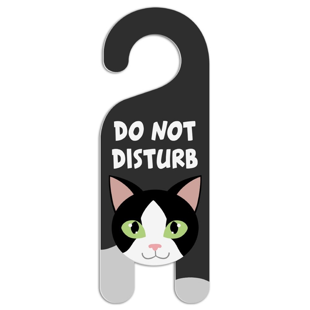 Amazon GRAPHICS MORE Black And White Cat Do Not Disturb Plastic Door Knob Hanger Sign Do Not Disturb Patio Lawn Garden