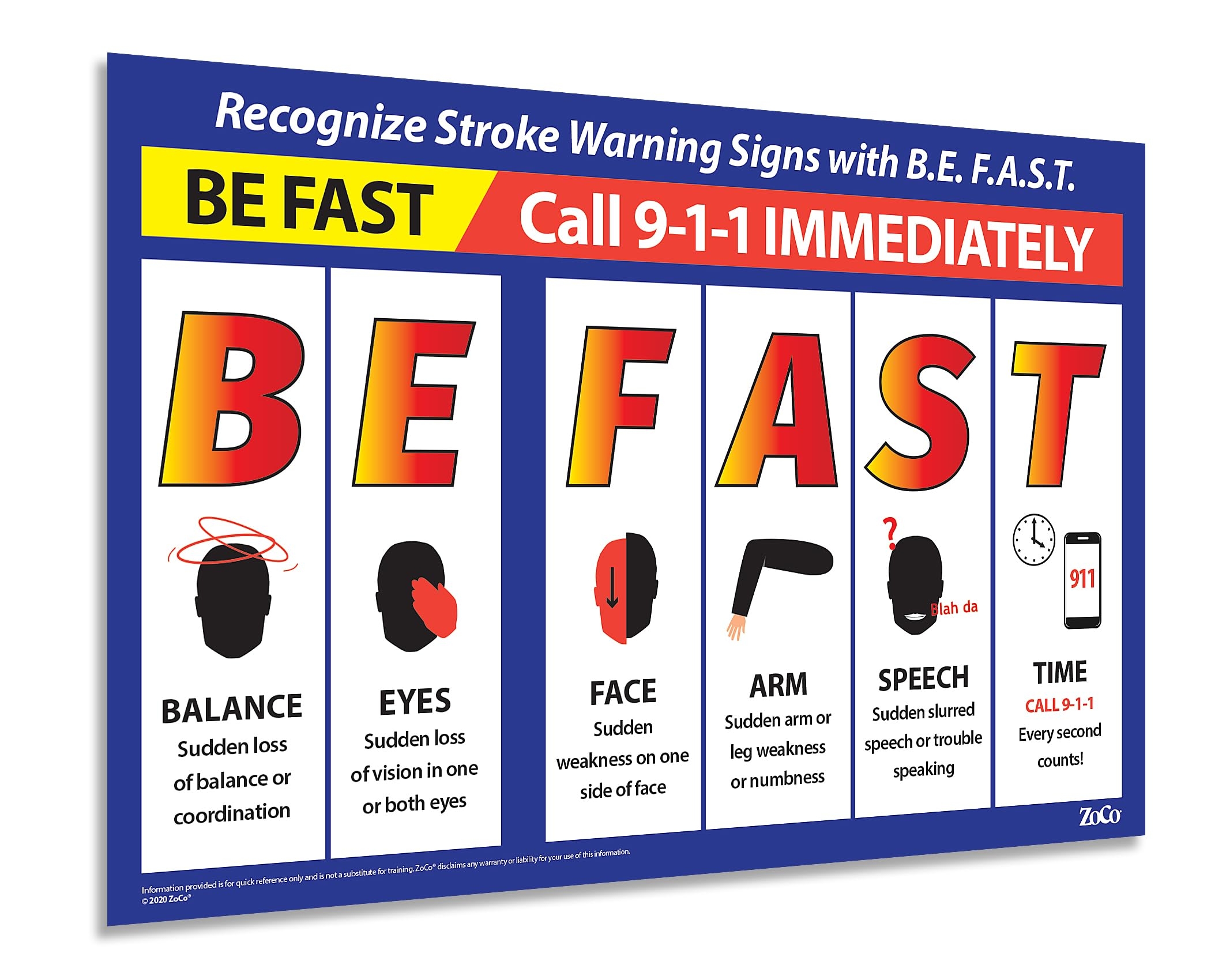 Amazon ZOCO BE FAST Stroke Warning Signs Poster Laminated 12x18 First Aid Safety Sign For Workplace School Clinic Stroke Symptoms Chart Made In USA Industrial Scientific Amazon ZOCO BE FAST Stroke Warning Signs Poster Laminated 12x18 First Aid Safety Sign For Workplace School Clinic Stroke Symptoms Chart Made In USA Industrial Scientific