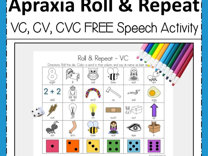 Apraxia Roll And Repeat VC CV CVC Fun Early Learning