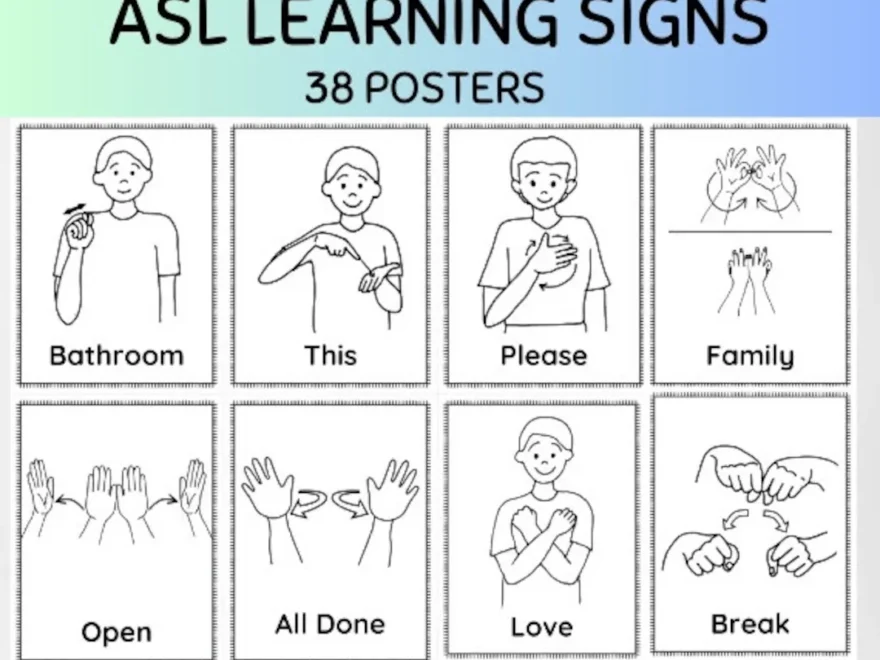 Asl Classroom Sign Posters Asl Learning For Kids Sign Language Poster Asl Sign Decor Baby Sign Language Deaf Education Asl Download Etsy